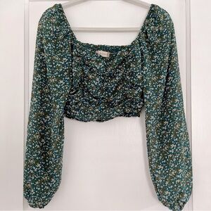 Altar'd State Floral Puffy Long Sleeve Blouse
